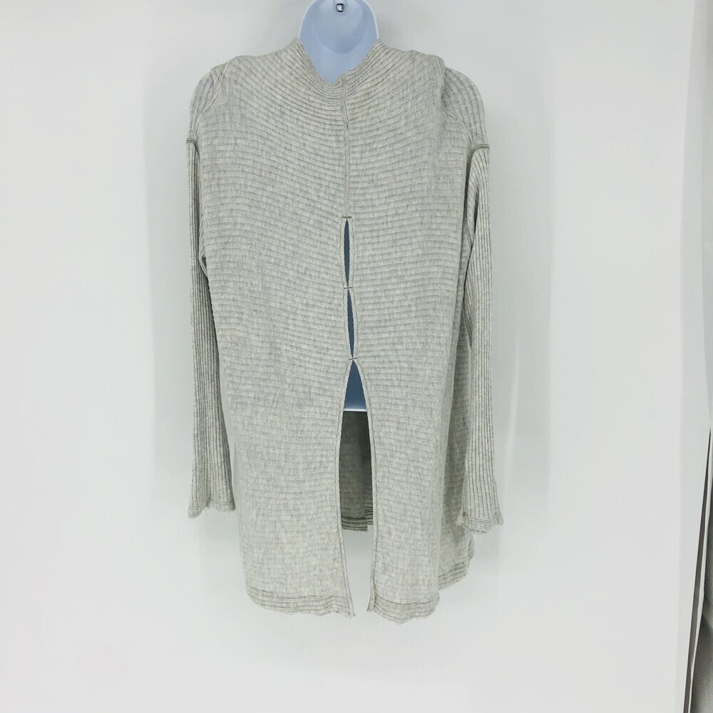 Free People Light Gray Lover Ribbed Slit Back Mock Neck Thermal Oversized Small - Picture 5 of 9